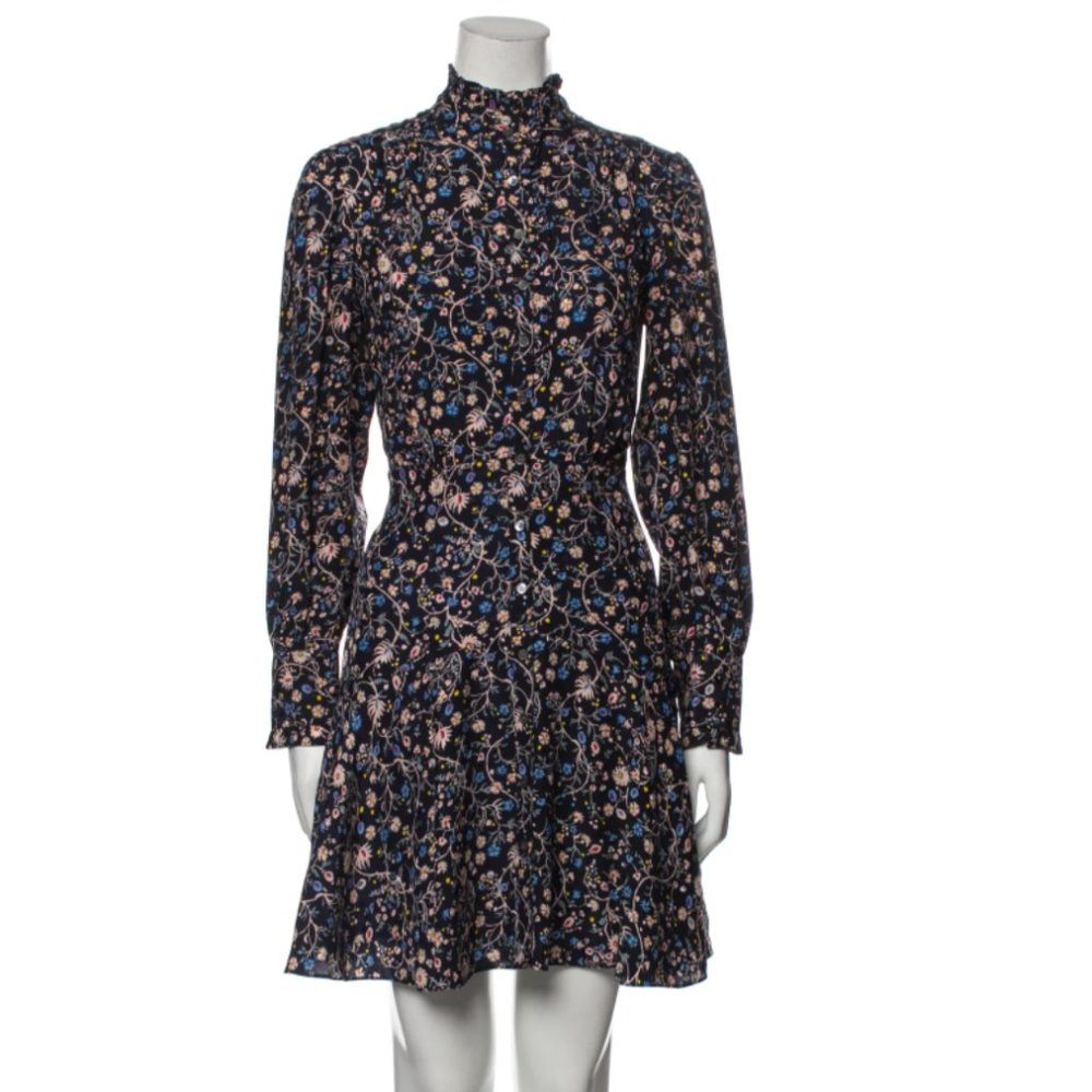 REBECCA TAYLOR Silk floral long sleeve Mini Dress